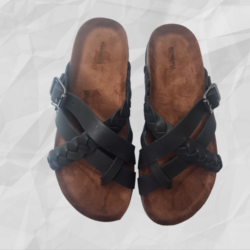 Sonoma Leather Sandals Black Size 8